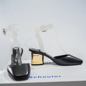 NIB Proenza Schouler black leather Mirrored Heel shoes with straps